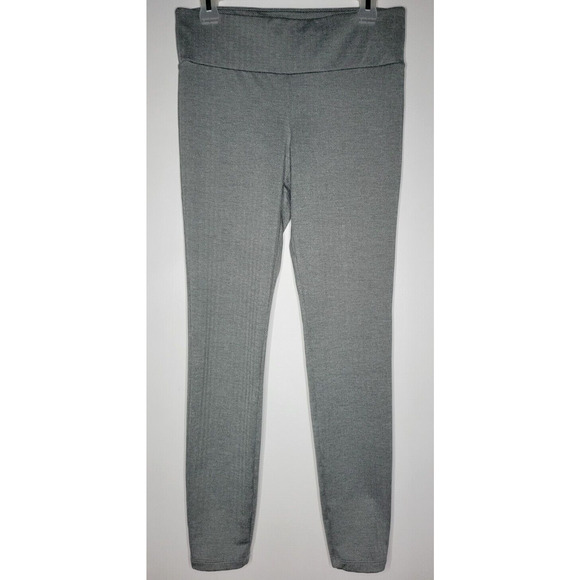 Stylus Womens Athletic Leggings Pull On Size M Gray Herringbone Pattern Stretch - Picture 1 of 4
